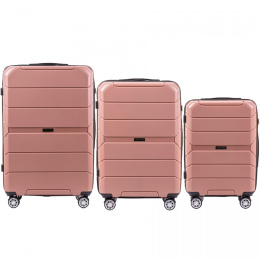 PP05, Комплект чемоданов 3 шт. (L,M,S) Wings, Розовое золото