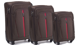 1706(4), Sets of 3 suitcases Wings 4 wheels L,M,S, Coffe