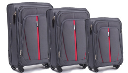 1706(4), Sets of 3 suitcases Wings 4 wheels L,M,S, Dark Grey