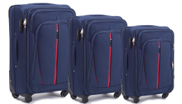 1706(4), Sets of 3 suitcases Wings 4 wheels L,M,S, Blue
