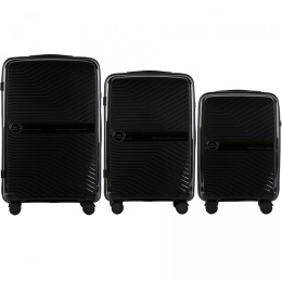 DQ181-04, Luggage 3 sets (L,M,S) Wings, Black