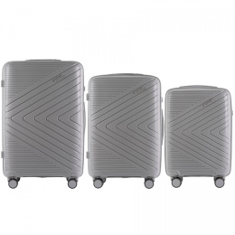 DQ181-03, Комплект чемоданов 3 шт. (L,M,S) Wings, Светло-серый