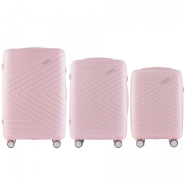 DQ181-03, Комплект чемоданов 3 шт. (L,M,S) Wings, Бело-розовый