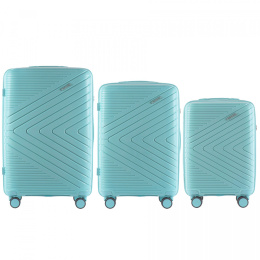 DQ181-03, Комплект чемоданов 3 шт. (L,M,S) Wings, Макаронный синий