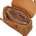 A three-chamber handbag with a flap and a Nobo braid - brown
