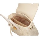 A three-chamber handbag with a flap and a Nobo braid - cream