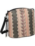Woven satchel bag with a geometric pattern Nobo - black