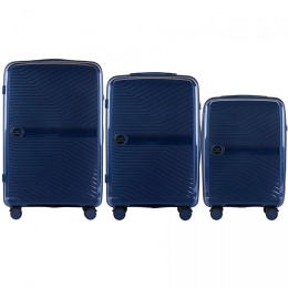 DQ181-03, Комплект чемоданов 3 шт. (L,M,S) Wings, Темно-синий