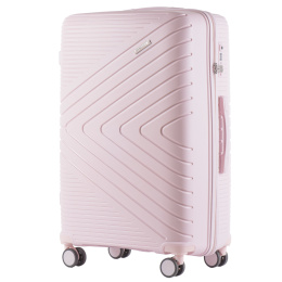 DQ181-05, travel suitcase Wings L, White Pink - Polypropylene