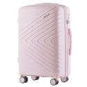 DQ181-05, walizka podróżna Wings M, White Pink POLIPROPYLEN