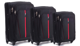 1706(4), Sets of 3 suitcases Wings 4 wheels L,M,S, Black