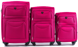 6802(4), Комплект чемоданов 3 шт. (L,M,S) 4 к. Wings, Розовый