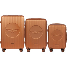 SWL02 KPL, Luggage 3 sets (L,M,S) Wings, Brown