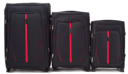 1706(2), Sets of 3 suitcases Wings 2 wheels L,M,S, Black
