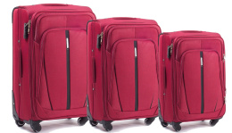 1706(4), Sets of 3 suitcases Wings 4 wheels L,M,S, Double red
