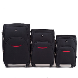 1708(4), Sets of 3 suitcases Wings 4 wheels L,M,S, Black