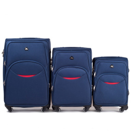 1708(4), Sets of 3 suitcases Wings 4 wheels L,M,S, Blue