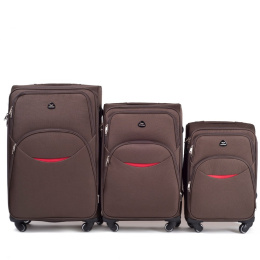 1708(4), Sets of 3 suitcases Wings 4 wheels L,M,S, Coffee