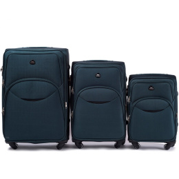 1708(4), Sets of 3 suitcases Wings 4 wheels L,M,S, Green