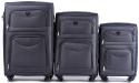 6802(4), Комплект чемоданов 3 шт. (L,M,S) 4 к. Wings, Темно-серый