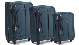 1706(4), Sets of 3 suitcases Wings 4 wheels L,M,S, Dark green