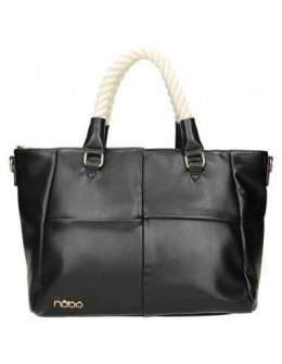 Shopper bag with a handle made of natural Nobo rope - black