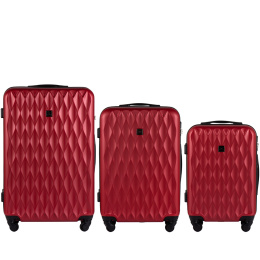 TD190-3 KPL, Комплект чемоданов 3 шт. (L,M,S) Wings, Темно-красный